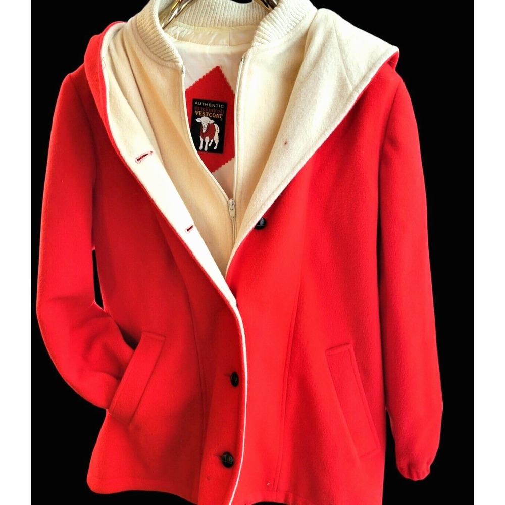 Vintage Wool Hooded‎ Preppy Mackintosh Vestcoat Women's Size 12